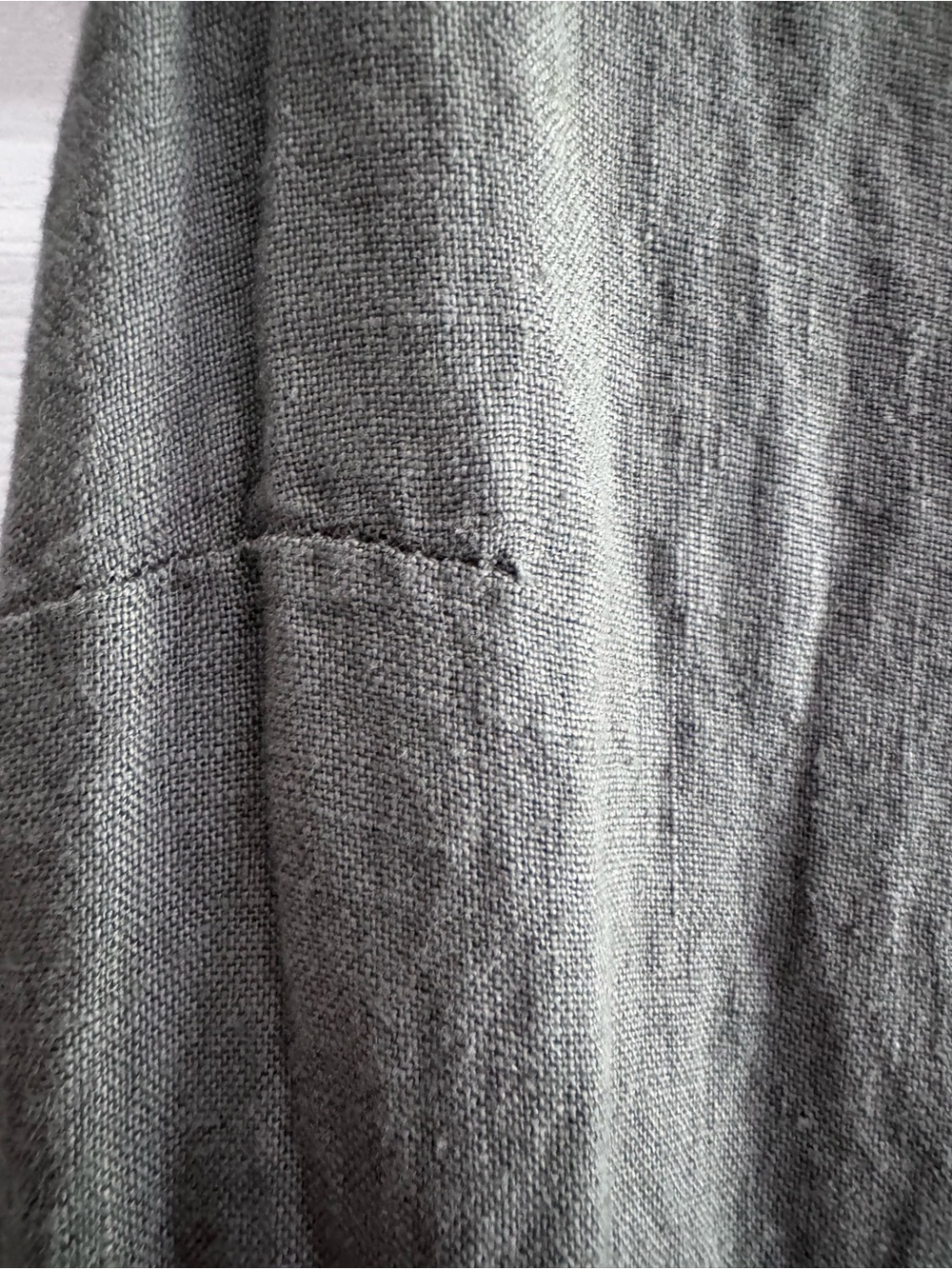 Lina Tomei Italian Linen Dress SZ M Gray Sleeveless Ruffle Shoulder Shift Dress - Picture 6 of 13